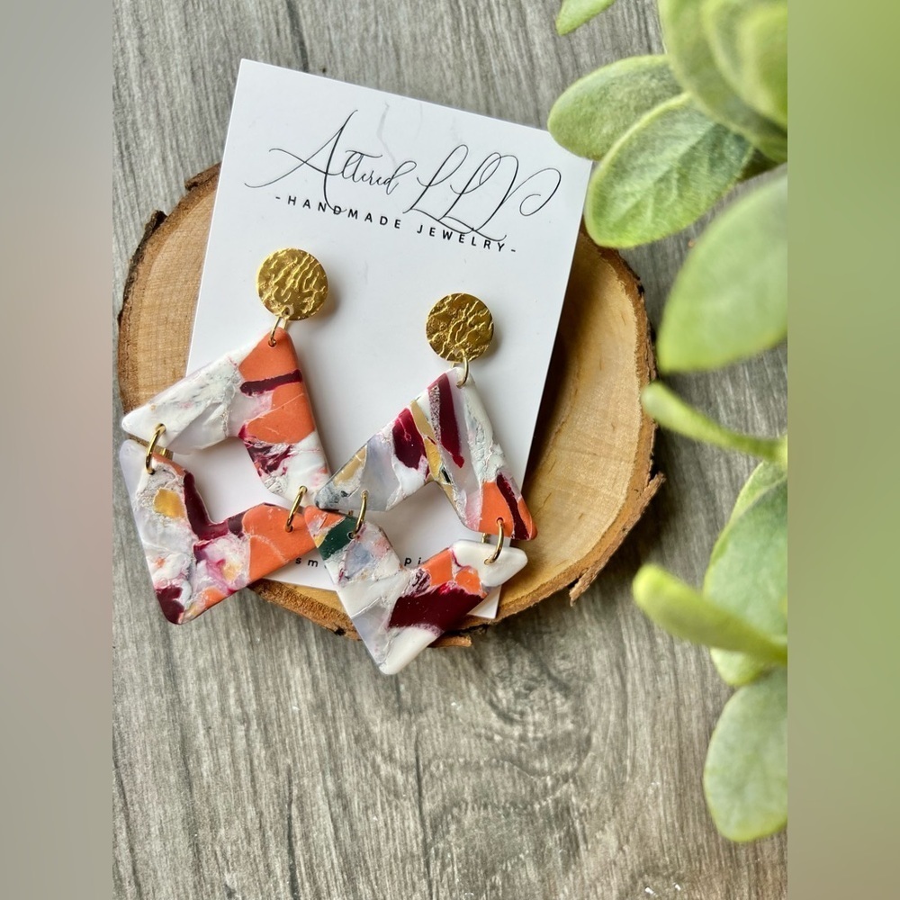 2/$30 Abstract Geometric Earrings with Gold Accents
